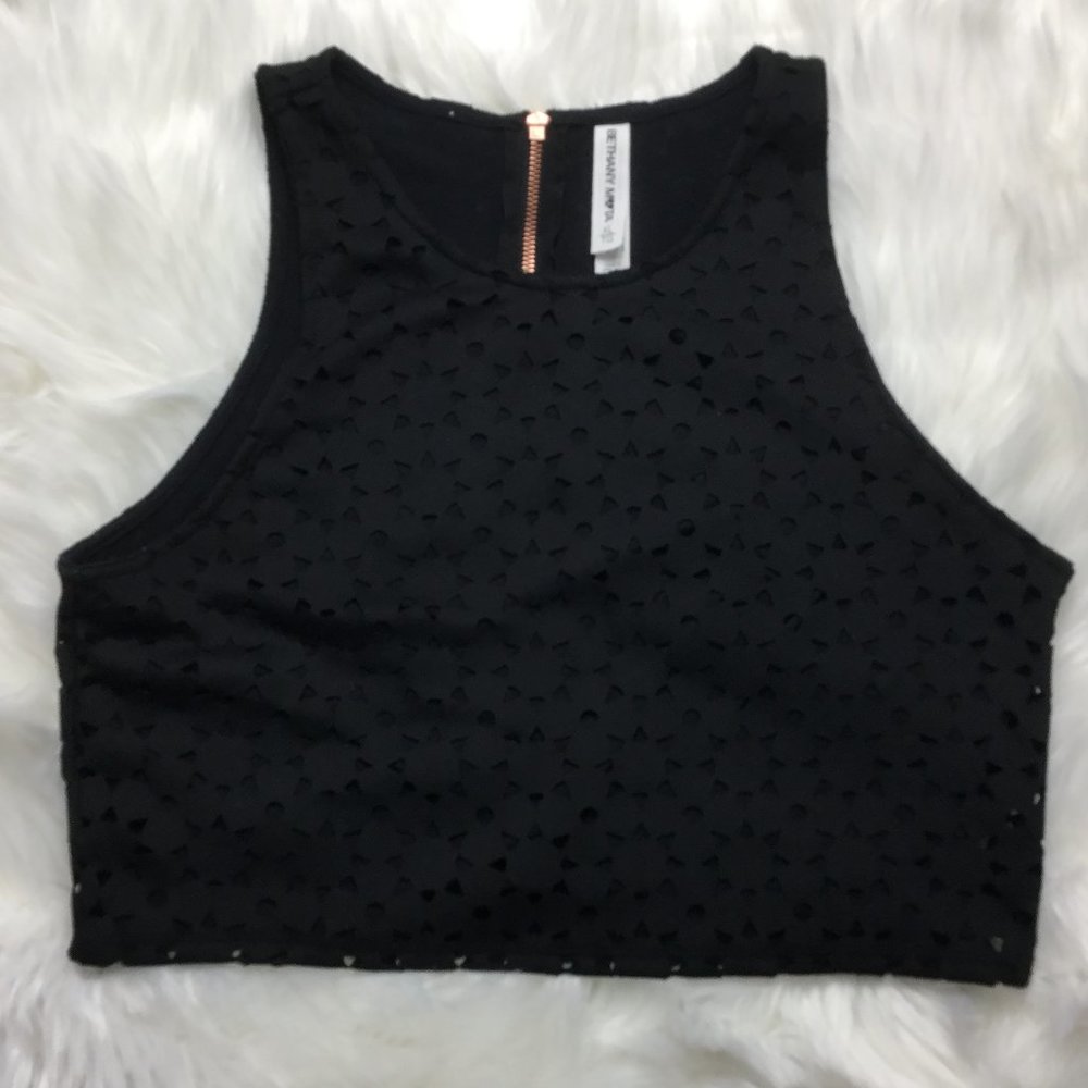 Bethany Mota Laser Cut Black Crop Top,‎ XL